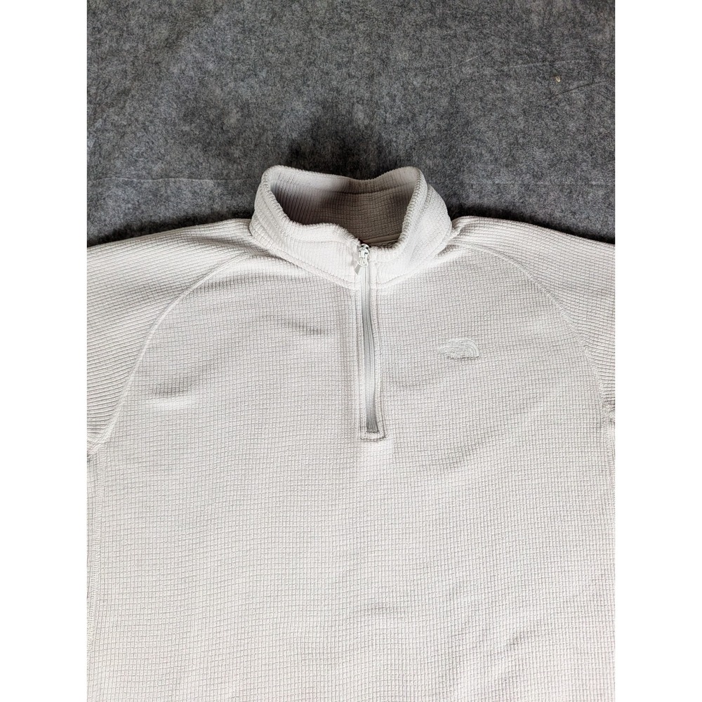 The North Face Mens Cream Waffle Knit 1/4 Zip Grid Fleece Pullover XL 4679 - Picture 5 of 13